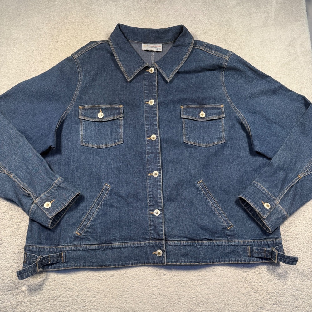 Sag‎ Harbor Denim ChoreJacket Women Plus Blue Vintage 90s Button Up Trucker Coat